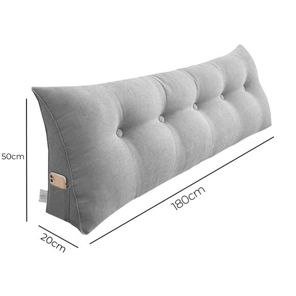 SOGA 180cm Silver Wedge Bed Cushion - Picture 16 of 16